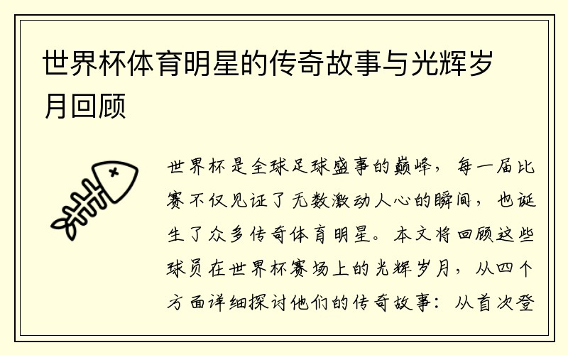 世界杯体育明星的传奇故事与光辉岁月回顾